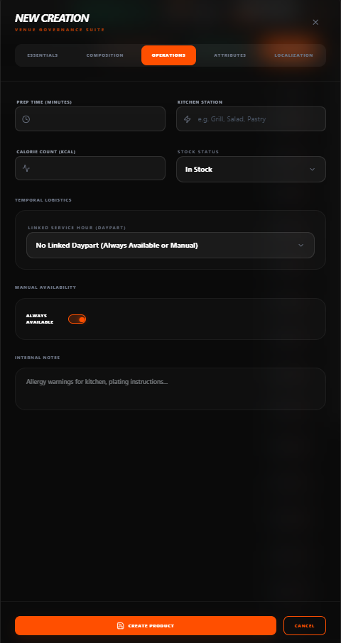TableGreet Item Availability and Stock Status Controls